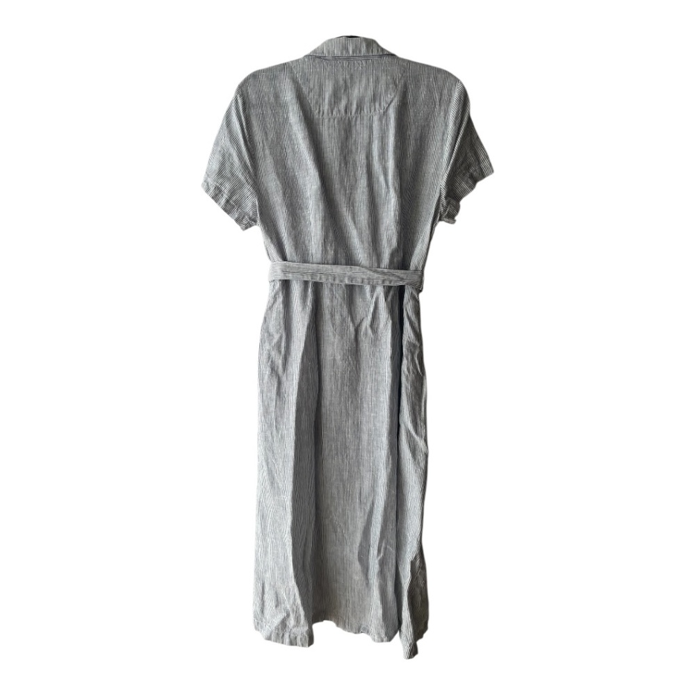 Quince Linen Striped Midi Dress with Belt Size Large - Picture 2 of 5